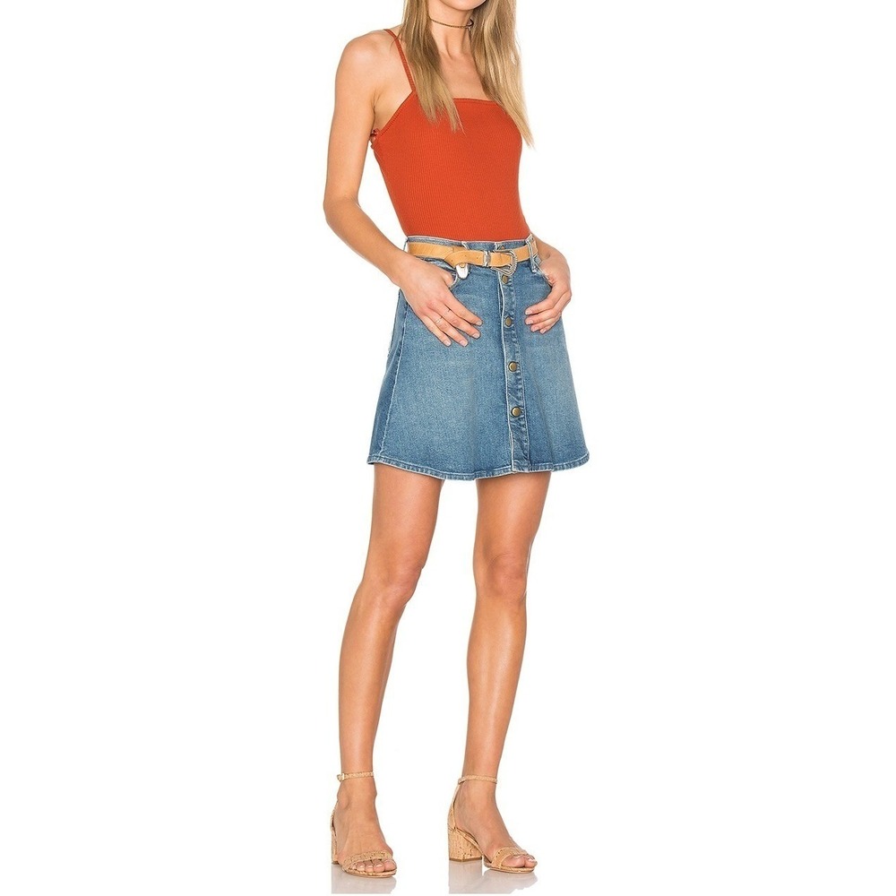 🆕 MOTHER x Miranda Kerr The Snap Down Mini Flare Skirt High Spirits 27 $198 - Picture 2 of 16